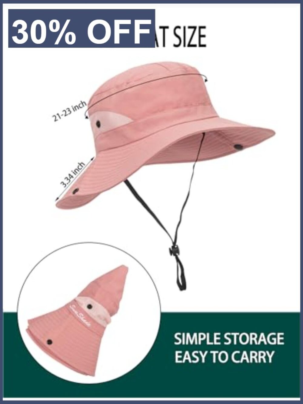 Women's Wide Brim Sun Hat with Ponytail Hole Packable Mesh Bucket Hat UV - Picture 7 of 7
